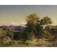 DQCJIYIGL Pinturas Famosas Carteles e Impresos Arte Della Tela Paesaggio nella campagna romana di Arnold Böcklin para la Decoración del Hogar del Dormitorio 60x90cm