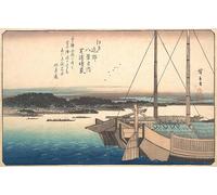 DQCJIYIGL Pinturas Famosas Carteles e Impresos Arte Della Tela Schiarire il tempo a Shibaura Hiroshige para la Decoración del Hogar del Dormitorio 60x90cm