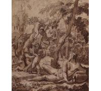 DQCJIYIGL Pinturas Famosas Carteles e Impresos Arte Della Tela un paesaggio boscoso con un dio fluviale e putti di Nicolas para la Decoración del Hogar del Dormitorio 60x90cm