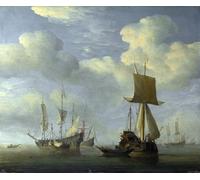 DQCJIYIGL Pinturas Famosas Carteles e Impresos Arte Della Tela una nave inglese eolandesi bonificate da Willem Van De Velde il Giovane para la Decoración del Hogar del Dormitorio 60x90cm
