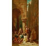 DQCJIYIGL Pinturas Famosas Lienzo con Imagen Cuadro Pared Lienzo Donne che fanno il bagno in riva al mare a Dieppe III di Carl Spitzweg para la Decoración de la Sala de Estar 60x90cm