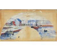 DQCJIYIGL Pinturas Famosas Lienzo con Imagen Cuadro Pared Lienzo Havneparti di Paul Gauguin para la Decoración de la Sala de Estar 60x90cm