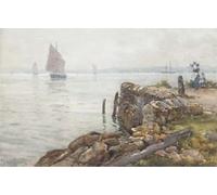 DQCJIYIGL Pinturas Famosas Lienzo con Imagen Cuadro Pared Lienzo Il ritorno delle barche delle aringhe di William Ayerst Ingram para la Decoración de la Sala de Estar 60x90cm