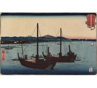 DQCJIYIGL Pinturas Famosas Lienzo con Imagen Cuadro Pared Lienzo Kisarazu nella provincia di Kazusa Luglio di Utagawa Hiroshige para la Decoración de la Sala de Estar 60x90cm