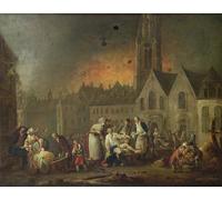DQCJIYIGL Pinturas Famosas Lienzo con Imagen Cuadro Pared Lienzo La Grand Place di Lille durante l'assedio di Francois Louis Watteau para la Decoración de la Sala de Estar 60x90cm