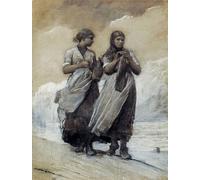 DQCJIYIGL Pinturas Famosas Lienzo con Imagen Cuadro Pared Lienzo Le ragazze pescatrici a Shore Tynemouth di Winslow Homer para la Decoración de la Sala de Estar 60x90cm