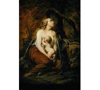 DQCJIYIGL Pinturas Famosas Lienzo con Imagen Cuadro Pared Lienzo Madre e figlio di John Linnell para la Decoración de la Sala de Estar 60x90cm
