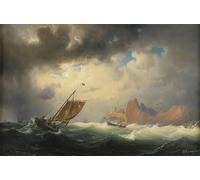 DQCJIYIGL Pinturas Famosas Lienzo con Imagen Cuadro Pared Lienzo Nave sul mare in tempesta di Marcus para la Decoración de la Sala de Estar 60x90cm