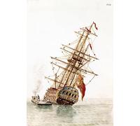 DQCJIYIGL Pinturas Famosas Lienzo con Imagen Cuadro Pared Lienzo Nave veneziana abbattuta nello scafo per essere riparata da Jan Van Grevenbroeck para la Decoración de la Sala de Estar 60x90cm