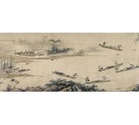 DQCJIYIGL Pinturas Famosas Lienzo con Imagen Cuadro Pared Lienzo Pescatori su un fiume d'autunno di Dai Jin para la Decoración de la Sala de Estar 60x90cm