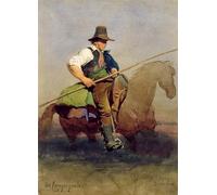 DQCJIYIGL Pinturas Famosas Lienzo con Imagen Cuadro Pared Lienzo un contadino romano a cavallo di Carl Haag para la Decoración de la Sala de Estar 60x90cm