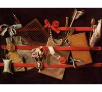 DQCJIYIGL Pinturas Famosas Lienzo con Imagen Cuadro Pared Lienzo un Trompe L'oeil di oggetti attaccati a un portalettere di Samuel Van Hoogstraten para la Decoración de la Sala de Estar 60x90cm
