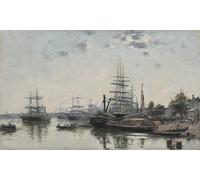 DQCJIYIGL Pinturas Famosas Lienzo con Imagen Cuadro Pared Lienzo Veduta di Bordeaux dal Quai des Chartrons di Eugene Boudin para la Decoración de la Sala de Estar 60x90cm