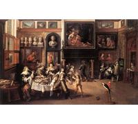 DQCJIYIGL Pinturas Famosas Pintura Pared Lienzo Póster Arte Pared Cena in casa del borgomastro Rockox di Frans il Giovane Francken para Decoraciones del Hogar 60x90cm