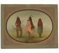 DQCJIYIGL Pinturas Famosas Pintura Pared Lienzo Póster Arte Pared Due guerriere e una donna di George Catlin para Decoraciones del Hogar 60x90cm