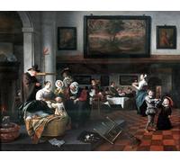 DQCJIYIGL Pinturas Famosas Pintura Pared Lienzo Póster Arte Pared il battesimo di Jan Havickszoon Steen para Decoraciones del Hogar 60x90cm
