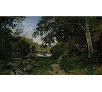 DQCJIYIGL Pinturas Famosas Pintura Pared Lienzo Póster Arte Pared il Sentiero nel Morvan Sentiero delle Rocce nel Morvan di Henri Harpignies para Decoraciones del Hogar 60x90cm