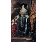 DQCJIYIGL Pinturas Famosas Pintura Pared Lienzo Póster Arte Pared La regina Henrietta Maria e il suo Sir Jeffrey Hudson diVan Dyck para Decoraciones del Hogar 60x90cm