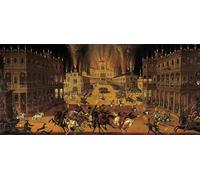 DQCJIYIGL Pinturas Famosas Pintura Pared Lienzo Póster Arte Pared lo spettacolo del fuoco deielementi e il torneo equestre al tempo di XIII di Claude Deruet para Decoraciones del Hogar 60x90cm