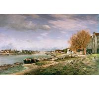 DQCJIYIGL Pinturas Famosas Pintura Pared Lienzo Póster Arte Pared l'Old Quay a Bercy Paris di Jean Baptiste Armand Guillaumin para Decoraciones del Hogar 60x90cm