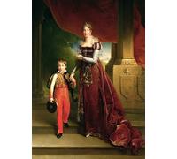 DQCJIYIGL Pinturas Famosas Pintura Pared Lienzo Póster Arte Pared Marie Amelie De Bourbon Duchessa d'Orleans e suo figlio del barone François Pascal Simon Gérard para Decoraciones del Hogar 60x90cm