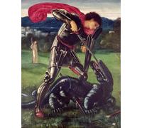 DQCJIYIGL Pinturas Famosas Pintura Pared Lienzo Póster Arte Pared San Giorgio e il drago di Edward Burne Jones para Decoraciones del Hogar 60x90cm