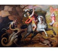 DQCJIYIGL Pinturas Famosas Pintura Pared Lienzo Póster Arte Pared San Giorgio e il drago di Giorgio Vasari para Decoraciones del Hogar 60x90cm