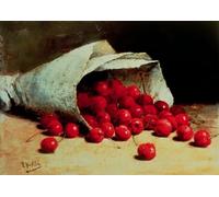 DQCJIYIGL Pinturas Famosas Pintura Pared Lienzo Póster Arte Pared Un sacco di ciliegie rovesciato di Antoine Vollon para Decoraciones del Hogar 60x90cm