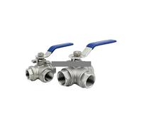 DQFOCPHHAA 1PC SS304 Stainless Steel Three-Way Ball Valve 3/4" BSPT Female Thread L Port Full Port DN20