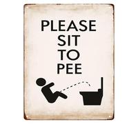 DQFOCPHHAA Bathroom Humor Metal Sign Sit To Pee Funny Etiquette Sign for Restroom Man Cave 8 X 12 in