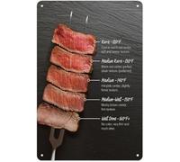 DQFOCPHHAA Beef Steak Doneness Chart Meat Cooking Temperature Guide Aluminum Metal Sign for Home Kitchen Decor Butcher Shop Steakhouse Wall-Art 8 X 12 inch