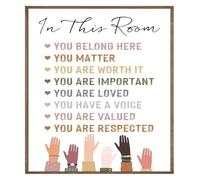 DQFOCPHHAA Diversity Posters You Belong Here Canvas Art Boho Classroom Wall-Art(Framed,12x18inch(30x45cm))