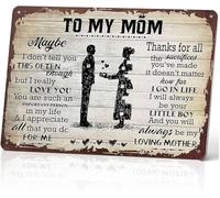 DQFOCPHHAA From Son To Mom Sign I Love You and Appreciate You Retro Aluminum Metal Sign for Living Room Bedroom Wall Decor (8 X 12 in)