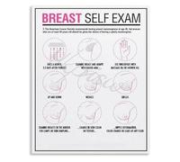 DQFOCPHHAA Health Awareness Poster Breast Self Exam Guide Women’s Self Care Educational Chart Canvas Print Wall-Art for Home Bathroom(Framed,12x18inch(30x45cm))