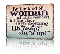 DQFOCPHHAA Humorous Home Sign Oh Crap Shes Up Funny Saying Vintage Tin Wall Decor for Family Room Office Man Cave (8 X 12 in)