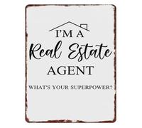 DQFOCPHHAA I Am A Real Estate Agent Whats Your Superpower Metal Sign Vintage Style Wall Plaque for Home Office 8 X 12 in