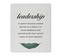 DQFOCPHHAA Leadership Motivational Quote Retro Metal Sign for Office Desk Decor Boss Retirement Gift Idea (8 X 12 in)