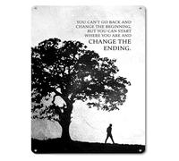 DQFOCPHHAA Motivational Quote Sign You Cannot Go Back and Change the Beginning Metal Tin Sign Vintage Wall-Art for Office Gym Library Decor 8 X 12 in