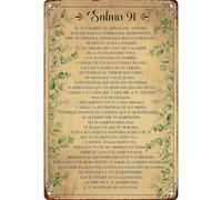 DQFOCPHHAA Psalm 91 Spanish Version Humorous Metal Sign for Living Room Game Room Kitchen Wall 8 X 12 in