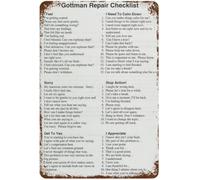 DQFOCPHHAA Retro Metal Sign Gottman Repair Checklist Vintage Tin Wall-Art for Marriage Counselor Relationship Studio 8 X 12 in