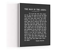 DQFOCPHHAA Theodore Roosevelt Quote Artwork The Man In The Arena Canvas Wall-Art Metal Print for Modern Living Room Office Decor(Framed,16x24inch(40x60cm))