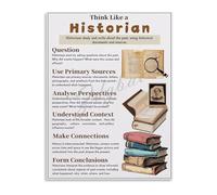 DQFOCPHHAA Think Like A Historian Poster Canvas Wall-Art History Skills Critical Thinking Educational Classroom School Decor(Unframed,08x12inch(20x30cm))