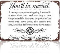 DQFOCPHHAA Vintage Tin Sign You Will Be Missed with Compass Funny Retro Metal Sign for Bedroom Office 8 X 12 in