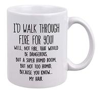 DQG CVT Taza de mejor amigo, divertida taza de café con texto en inglés "I'd Walk Through Fire For You", tazas familiares únicas, idea de regalo de cumpleaños y Navidad para hombres, mujeres, amigos y