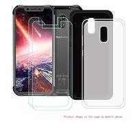 DQG Funda para Blackview BV9600 Pro + 2 Piezas Protector de Pantalla Cristal Vidrio Film Templado Protectora 2-Pack Translúcido + Negro Suave TPU Silicona Cover Carcasa Caso Case para (6.21")