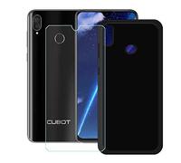 DQG Funda para Cubot R15 Pro + Vidrio Protector de Pantalla Cristal Templado Film, Negro Suave TPU Silicona Cover Carcasa Caso Case para Cubot R15 Pro (6.26")