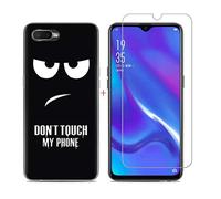 DQG Funda para OPPO RX17 Neo + Protector de Pantalla Protectora Vidrio Cristal Film Templado, Transparente Suave TPU Silicona Cover Carcasa Caso Case para OPPO RX17 Neo (6.4") - LLM2