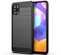 DQG Funda para Samsung Galaxy A31, Carbono Carcasa TPU Fibra de Suave Caso Carbon Fiber Case para Samsung Galaxy A31 (6.40") - Negro