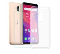DQG Funda para Ulefone Power 3L + Protector de Pantalla Cristal Vidrio Film Templado Protectora Translúcido Suave TPU Silicona Cover Carcasa Caso Case para Ulefone Power 3L (6.0")