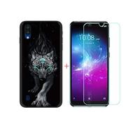 DQG Funda para ZTE Blade A5 2020 + Protector de Pantalla Protectora Vidrio Cristal Film Templado, Negro Suave TPU Silicona Cover Carcasa Caso Case para ZTE Blade A5 2020 (6,09") - LLM22